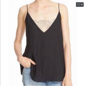 FREE PEOPLE Deep v neck lace intimated tank top.